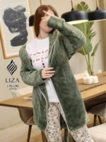 ⁦بيجامة ستايليش جرينري 3 قطع – Stylish Greenery Pajama Home Wear 3 Pieces⁩ - الصورة ⁦3⁩