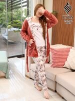 بيجامة رومانتيك بريك 3 قطع – Romantic Brick Pajama Home Wear 3 Pieces