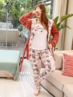 ⁦بيجامة رومانتيك بريك 3 قطع – Romantic Brick Pajama Home Wear 3 Pieces⁩ - الصورة ⁦5⁩