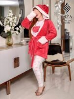 ⁦بيجامة سنو ريد 3 قطع – Snowy Red Pajama Home Wear 3 Pieces⁩ - الصورة ⁦5⁩