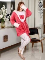 ⁦بيجامة سنو ريد 3 قطع – Snowy Red Pajama Home Wear 3 Pieces⁩ - الصورة ⁦3⁩