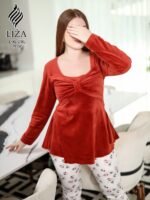 ⁦رويال ريد فيلفيت – Royal Red Velvet Home Wear⁩ - الصورة ⁦2⁩