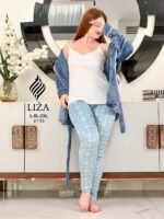 ⁦بيجامة فروستي بلو 3 قطع – Frosty Blue Pajama Home Wear 3 Pieces⁩ - الصورة ⁦2⁩