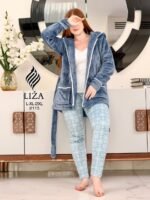 ⁦بيجامة فروستي بلو 3 قطع – Frosty Blue Pajama Home Wear 3 Pieces⁩ - الصورة ⁦4⁩