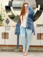 ⁦بيجامة فروستي بلو 3 قطع – Frosty Blue Pajama Home Wear 3 Pieces⁩ - الصورة ⁦5⁩