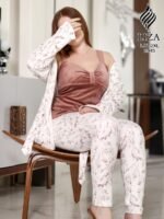⁦بيجامة سوفت بلوسوم 3 قطع – Soft Blossom Pajama Home Wear 3 Pieces⁩ - الصورة ⁦5⁩