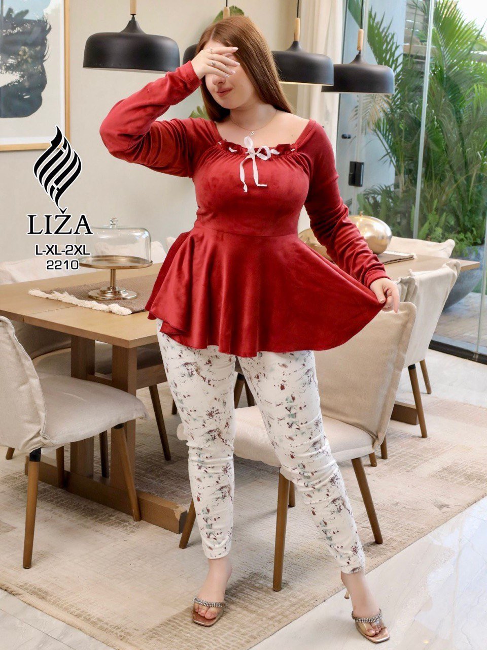 6035015902786424079 ليزا رومانس إليجانت بيبلوم – Liza Romance Elegant Peplum Home Wear - الصورة 1