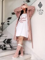 ⁦بونشو زيجزاج دريم 3 قطع – Zigzag Dream Poncho Home Wear 3 Pieces⁩ - الصورة ⁦7⁩