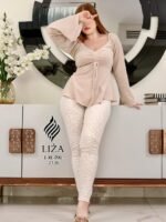 ⁦وايلد إليجانس كم طويل – Wild Elegance Long Sleeve Home Wear⁩ - الصورة ⁦4⁩