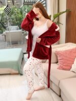 بيجامة رويال برغندي 3 قطع – Royal Burgundy Pajama Home Wear 3 Pieces