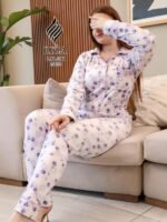 ⁦لافندر هارت كم طويل – Lavender Heart Long Sleeve Home Wear⁩ - الصورة ⁦2⁩