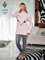 بيجامة فرو كريمي كيوت ستايل ٢ قطعة – Cream Cute Fur Style Pajama 2 Pieces