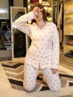 ⁦بيجامة بولكا روز ستايل أنيق ٢ قطعة – Pink Polka Elegant Style Pajama 2 Pieces⁩ - الصورة ⁦4⁩